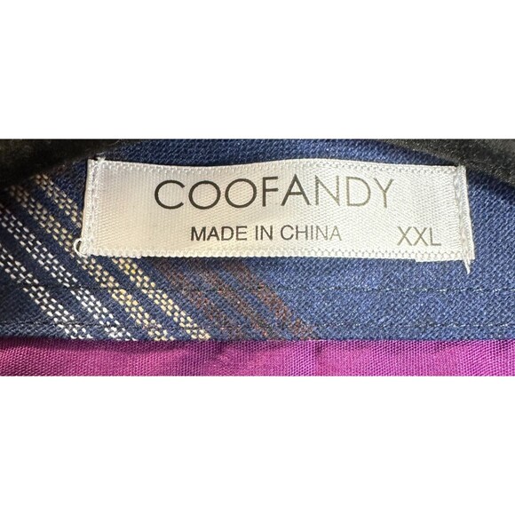 Coofandy Shirt Men’s Sz XXL Purple w/Plaid Trim Button Up Cotton Blend Short SL - Picture 11 of 11